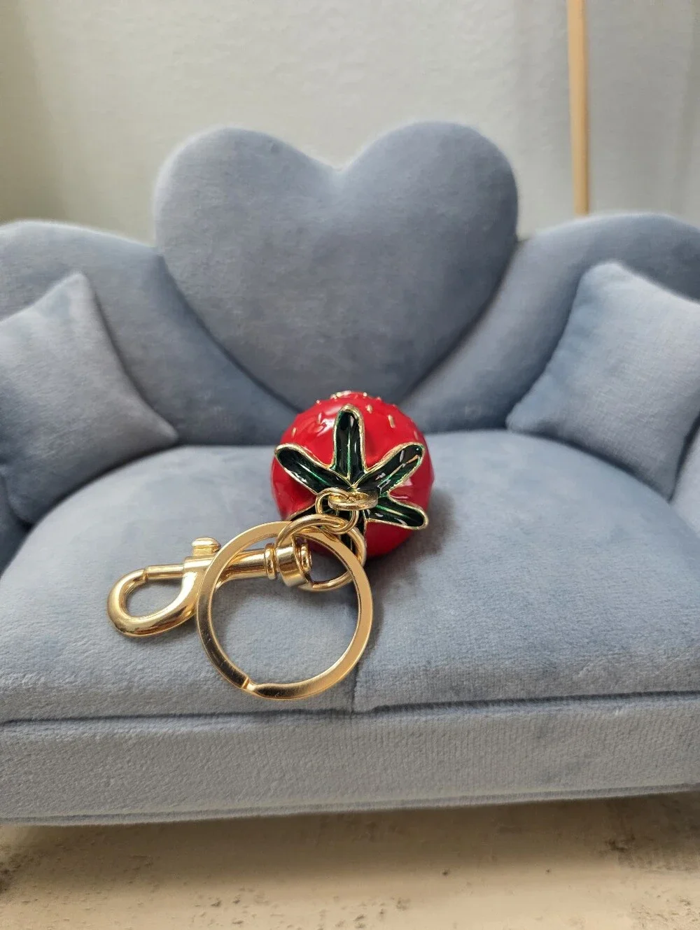 🍓 Red Enamel Strawberry C Logo Bag Charm Keychain, NEW
